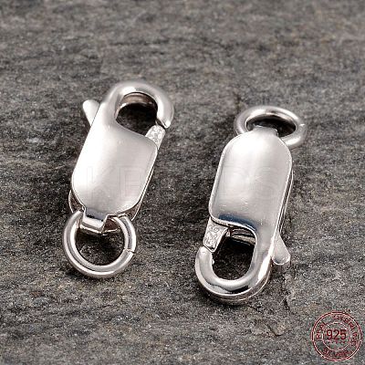 Anti-Tarnish Rhodium Plated 925 Sterling Silver Lobster Claw Clasps STER-K014-H154-12mm-P-1