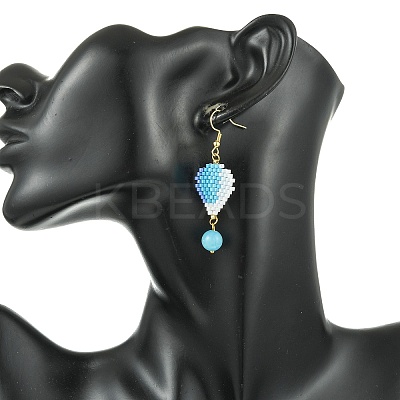 304 Stainless Steel with Glass Cylinder Seed Beads Hot Air Balloon Dangle Earrings EJEW-MZ00820-01-1