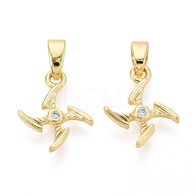 Brass Micro Pave Clear Cubic Zirconia Charms KK-N259-18G-1