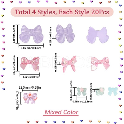 80Pcs 4 Styles Resin Cabochons CRES-SC0003-06A-1