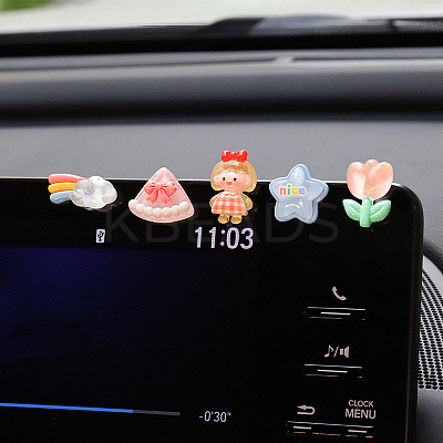 Resin Mini Girl/Star/Heart/Tulip/Rainbow Ornament PC-PW0001-14-1