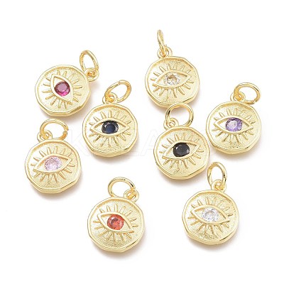 Brass Micro Pave Cubic Zirconia Pendants KK-P187-17-G-1