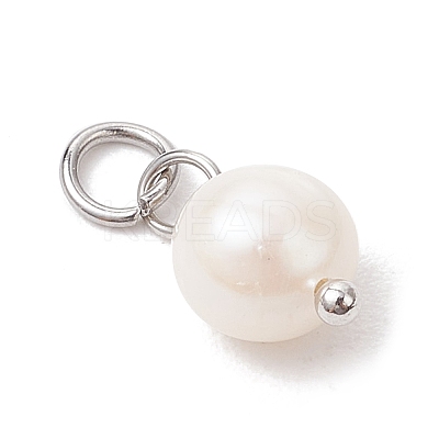 Natural Cultured Freshwater Pearl Two Sides Polished Charms PALLOY-JF04036-03-1