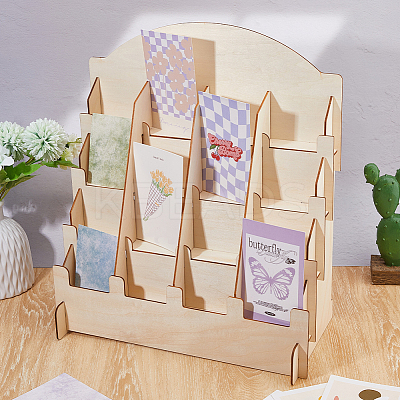 4-Tier 16-Slot Wooden Display Riser Stands ODIS-WH0086-134A-1