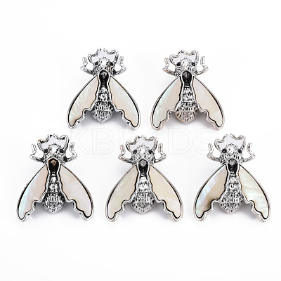 Natural White Shell Cicada Brooch PALLOY-Q438-005B-RS-1