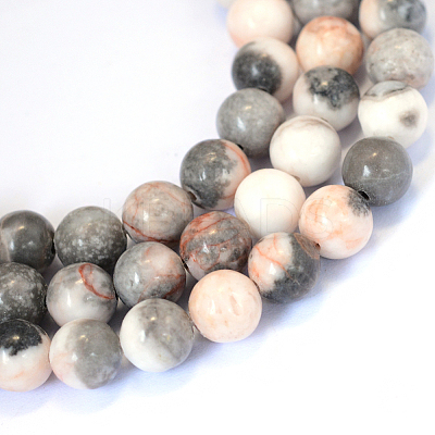Natural Zebra Jasper Round Bead Strands X-G-E334-8mm-11-1
