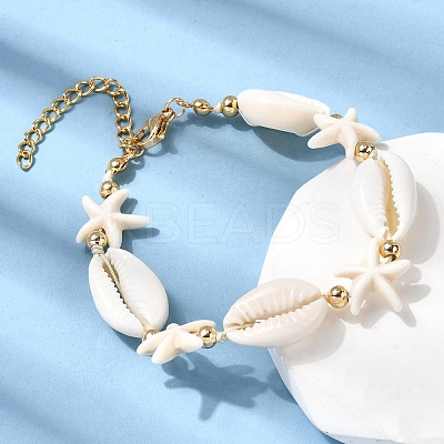 Starfish Couch Shell Beaded Bracelets for Women BJEW-F520-05G-1