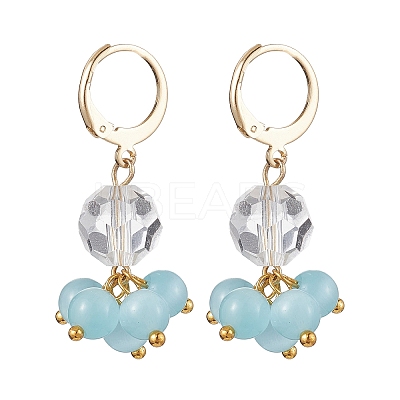 Round Cat Eyes Leverback Earrings EJEW-JE05841-1