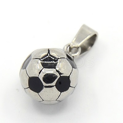 Trendy Necklace Findings 304 Stainless Steel FootBall/Soccer Ball Pendants STAS-L012-B01P-1