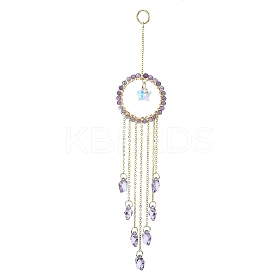 Glass Star Pendant Decorations HJEW-JM01113-05-1