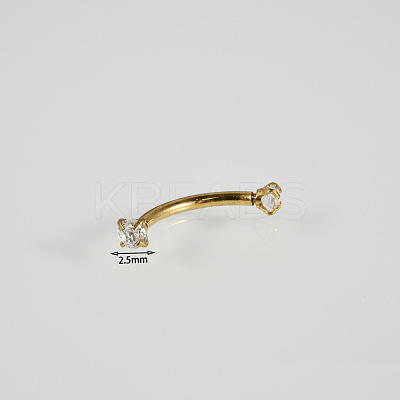 304 Stainless Steel Clear Cubic Zirconia Curved Barbell Labrets WG22442-03-1