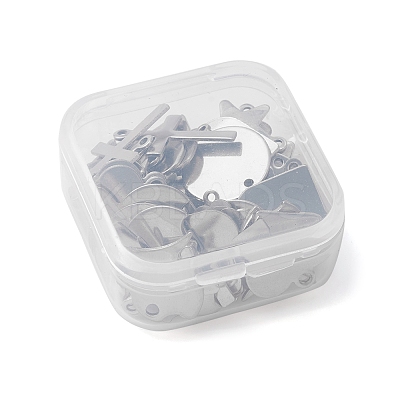 60Pcs 6 Style 201 & 304 Stainless Steel Stamping Blank Tag Charms STAS-FS0001-39-1