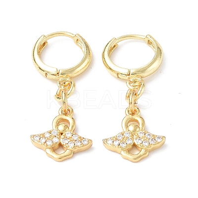 Clear Cubic Zirconia Angel Dangle Hoop Earrings EJEW-B017-07G-1