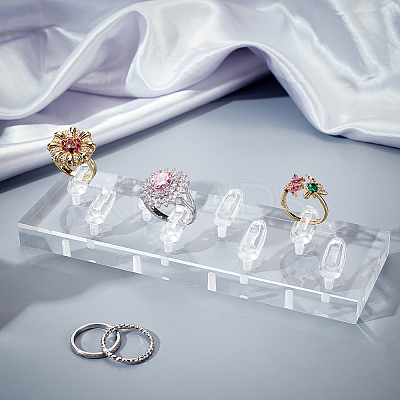 8-Slot Acrylic Rings Jewelry Display Stands ODIS-WH0061-75-1