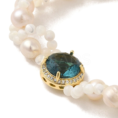 Blue Zircon Rhinestone Flat Round Link Bracelets BJEW-C051-17G-1