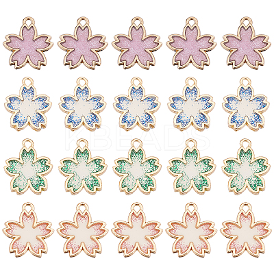 40Pcs 4 Colors Rack Plating Alloy Epoxy Resin Pendants FIND-FH0004-57-1