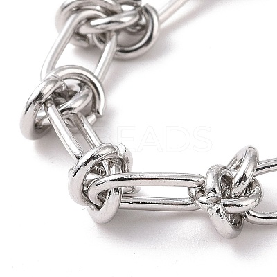 Non-Tarnish 304 Stainless Steel Knot Link Chain Bracelet for Men Women X-BJEW-E020-01P-1