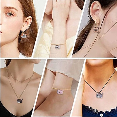 35Pcs 7 Styles Printed Alloy Pendants ENAM-CJ0005-24-1