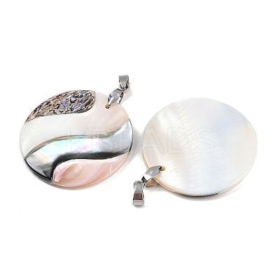 Natural Abalone Shell & Black Lip Shell & Pink Shell Pendants SSHEL-B003-06P-03-1