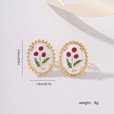 Elegant Alloy Enamel Flower Stud Earrings VA1196-1