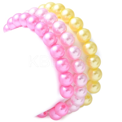 3Pcs 3 Colors ABS Plastic Imitation Pearl Beads Stretch Bracelets BJEW-JB11585-1