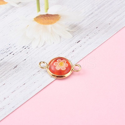 Handmade Millefiori Glass Links Connectors PALLOY-JF00628-1