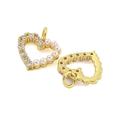 Heart Rack Plating Brass Micro Pave Cubic Zirconia Charms KK-U021-13A-G-1