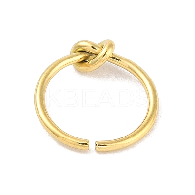 Simple Knotted 304 Stainless Steel Open Cuff Ring for Women Men RJEW-Z038-05G-1