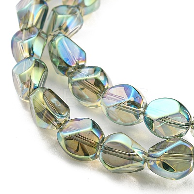 Full Rainbow Plated Electroplate Transparent Glass Beads Strands EGLA-G037-04A-FR03-1