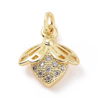 Brass Micro Pave Cubic Zirconia Charms KK-C012-12G-1