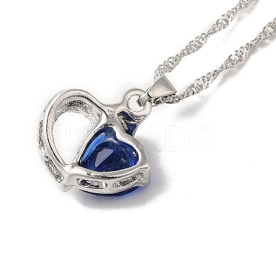 Resin Heart Pendant Necklace with Singapore Chains NJEW-C003-01A-1