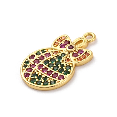 Christmas Series Brass Micro Pave Cubic Zirconia Pendants KK-Q010-01G-04A-1