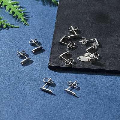 10Pcs 201 Stainless Steel Stud Earring Findings with Hole EJEW-FS0001-14B-1