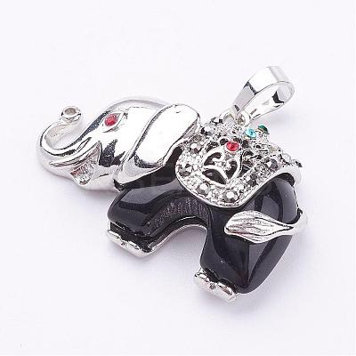 Natural Dyed & Heated Black Agate Pendants G-P268-07-1