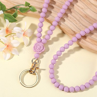 Rose Silicone ID Card Neck Strap Card Holder NJEW-SW00028-10-1
