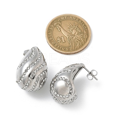 304 Stainless Steel Teardrop Stud Earrings EJEW-B108-07P-1