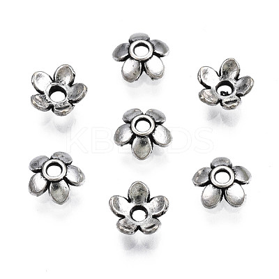 Tibetan Style Alloy Bead Caps TIBEB-S039-017AS-NR-1