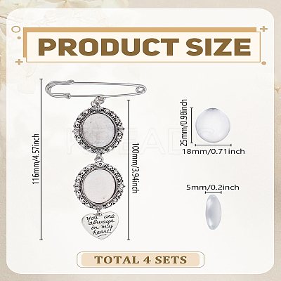Oval Alloy & Iron Flower Bouquet Photo Hangings Brooches Making Kits JEWB-LP00001-1