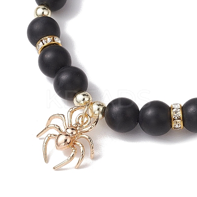 2Pcs 2 Styles 8mm Round Dyed Natural Black Agate & Synthetic Turquoise Beaded Stretch Bracelets BJEW-JB10564-1