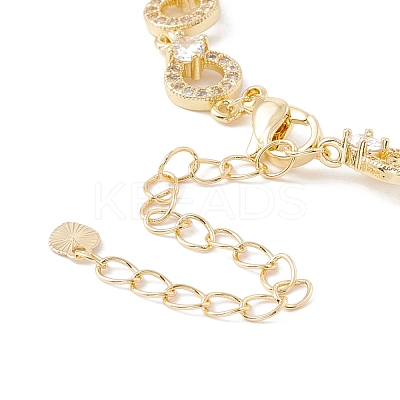Clear Cubic Zirconia Open Ring Link Chains Bracelet BJEW-I301-13G-1