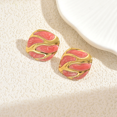 Stainless Steel Square Stud Earrings HU6471-2-1