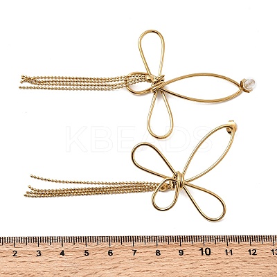 304 Stainless Steel Butterfly Tassel Stud Earrings EJEW-B151-02-1