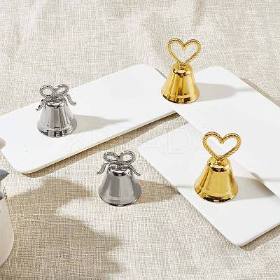 8Pcs 2 Styles Heart/Bowknot & Bell Alloy Memo Clip AJEW-CA0001-94-1