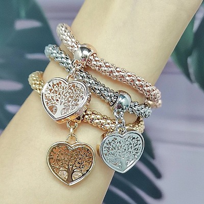 3Pcs Alloy Rhinestone Charm Bracelets WGE2207-01-1