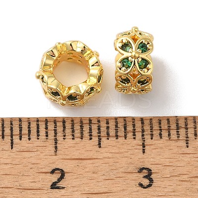 Long-Lasting Plated Brass Micro Pave Clear Cubic Zirconia European Beads KK-K381-18B-G01-1