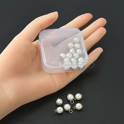 20Pcs 2 Colors Resin Imitation Pearl Round Charms RESI-YW0001-42-1