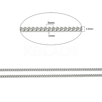 Tarnish Resistant 304 Stainless Steel Curb Chain Twist Link Chains CHS-K001-18-2.2mm-1