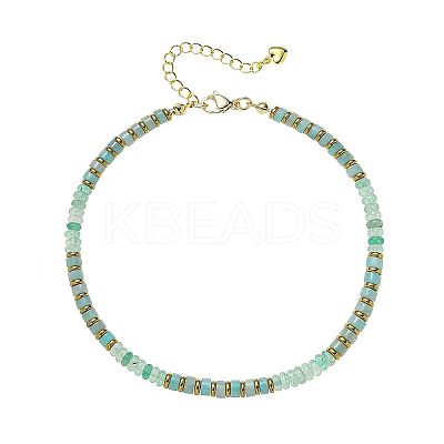 Bohemian Style Natural Chrysoprase & Brass Rondelle Disc Heishi Beaded Anklets FS-WG8FF45-07-1