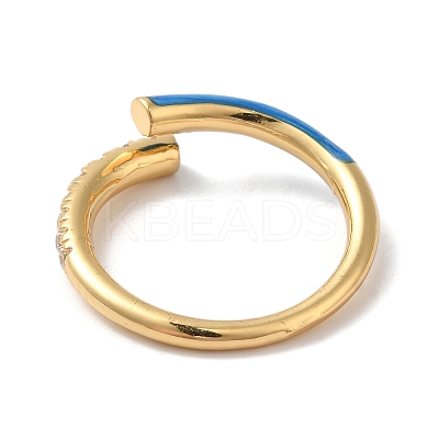Rack Plating Brass Cubic Zirconia Open Cuff Rings for Women RJEW-S407-04G-1