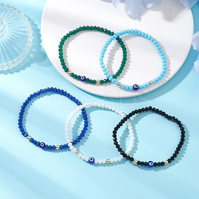 Glass & Lampwork Beaded Stretch Bracelets for Women BJEW-JB13226-1